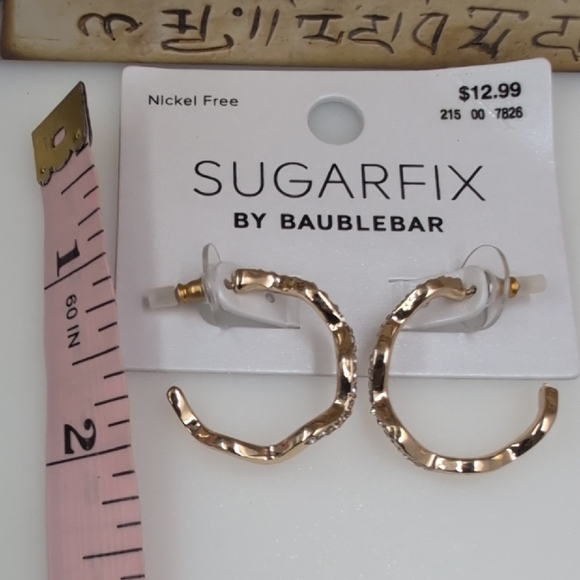 Sugarfix By BaubleBar Gold Textured Hoop Earrings - Picture 3 of 5